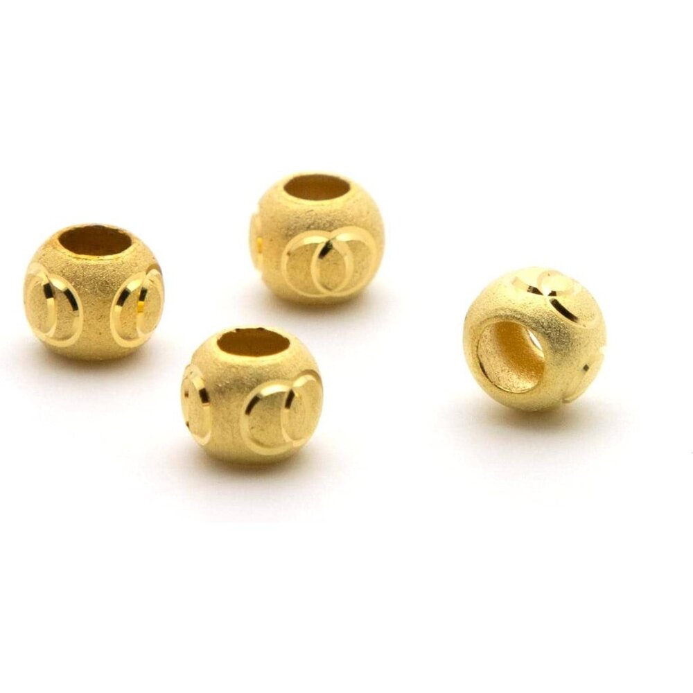 Gold Plate Beads 14K Gold Plate 6mm Round Carved Beads--Gold Elegance--Jewelry F
